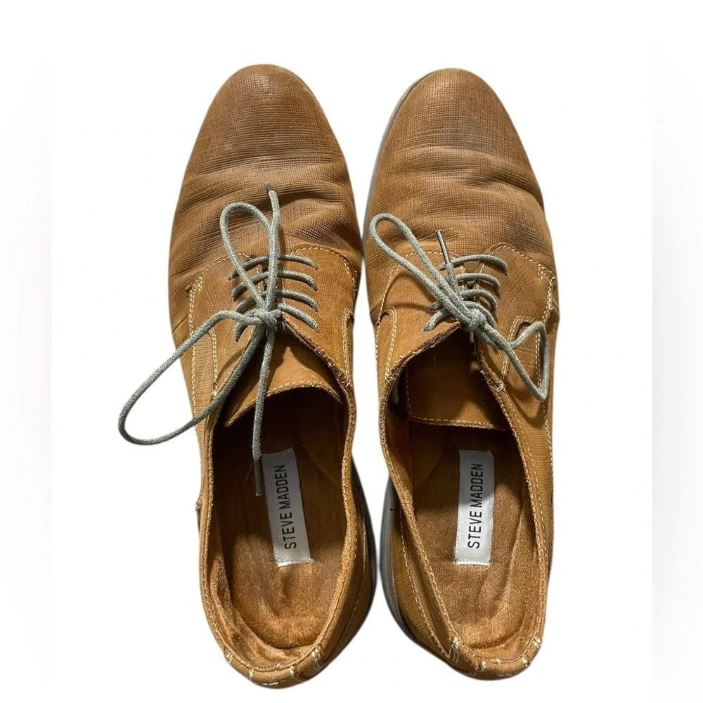 F1- Men's Tan Leather Upper Derby Shoes - size 12